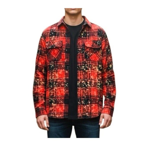 Angry Minnow Vintage Flannel Button Shirt Size Large Red Wonder Woman Plaid - Picture 3 of 10